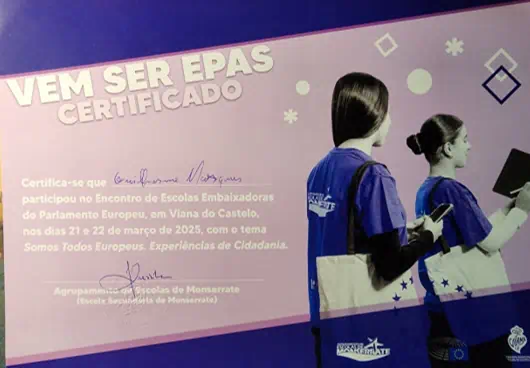 Certificado do Encontro EPAS em Monserrate