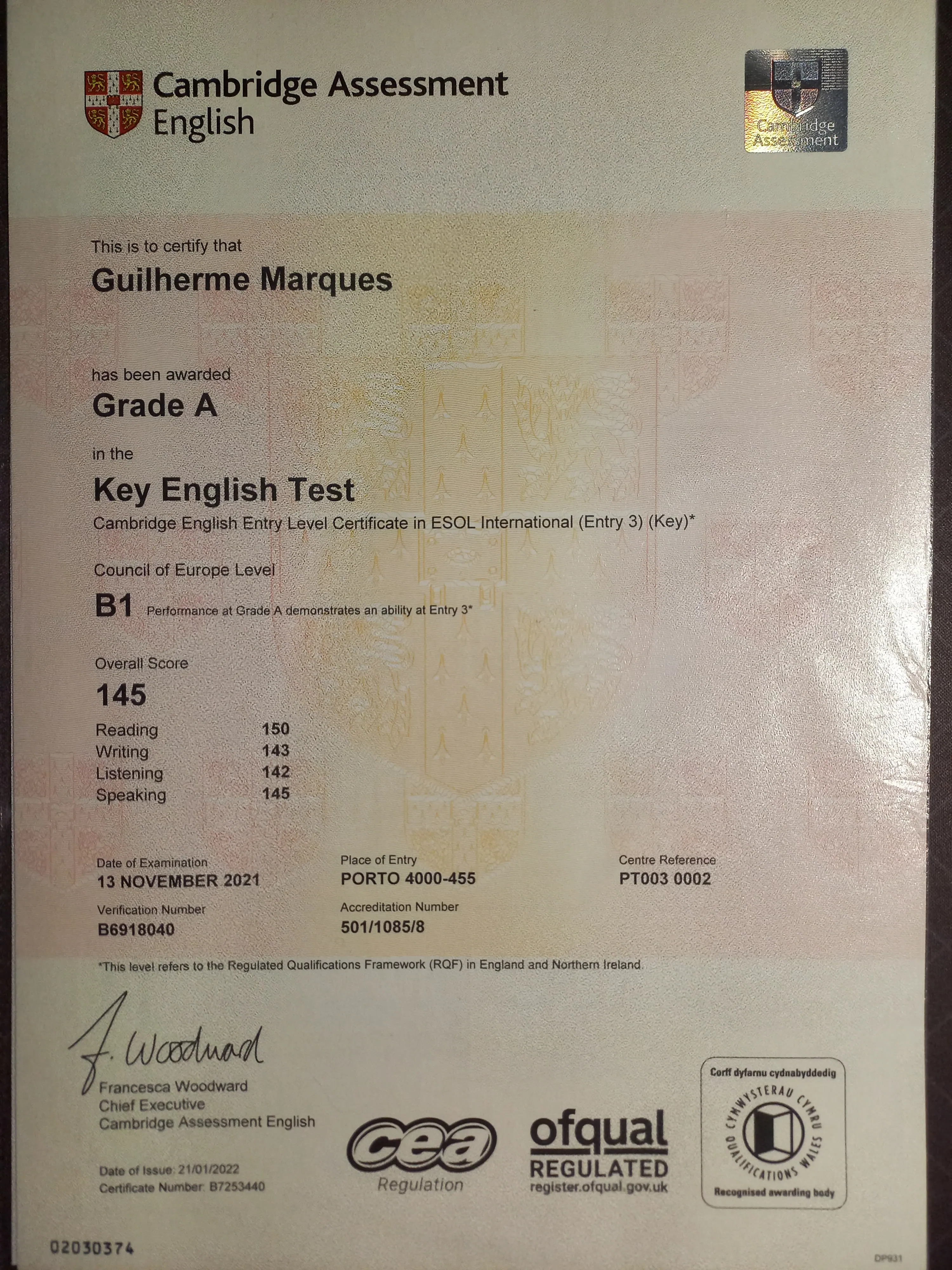Certificado de Inglês Cambridge B2